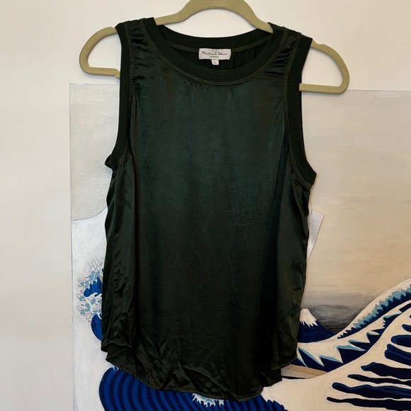 Michael Stars Stacy Rib Satin Binding Tank – Size S –Green - Picture 4 of 9